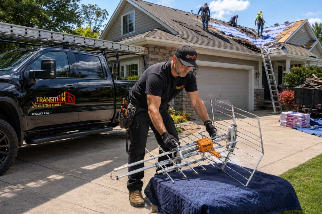 Roof Replacement Antenna Removal and Reinstallation