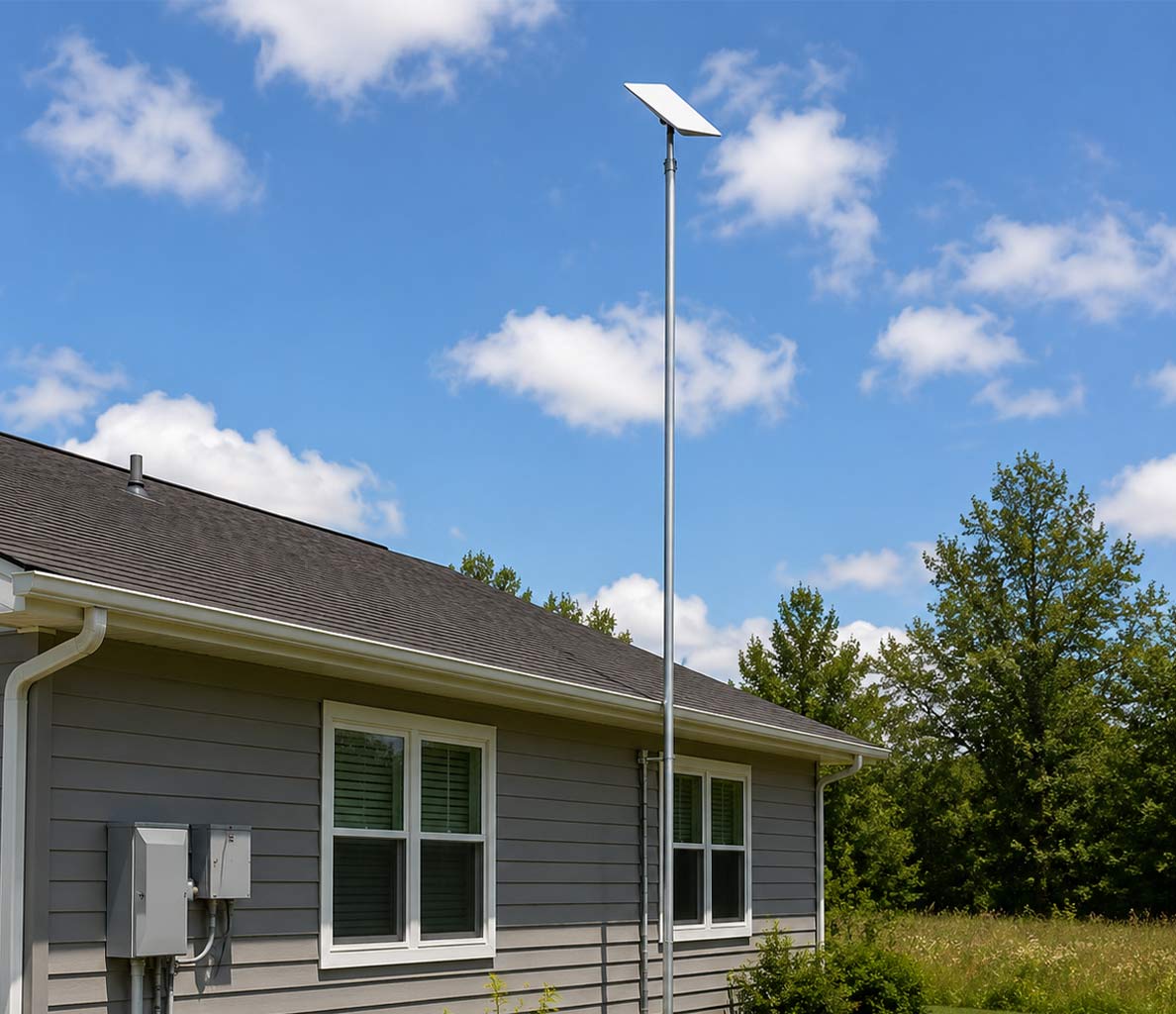 Pole Mounted Starlink Satellite Dish Installation